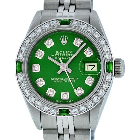 green emerald rolex|rolex green face price.